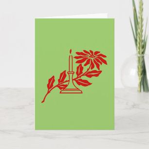 Festiva Tarjeta - Saludo - Vela roja y Poinsettia