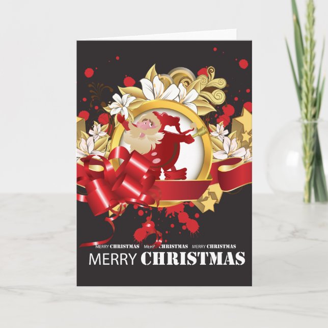Festiva Tarjeta Santa Claus Blank Embellecida (Anverso)