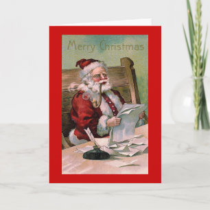 Festiva Tarjeta "Santa Claus leyendo cartas de Navidades"