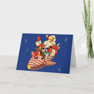 Festiva Tarjeta Santa Retro Candy Rocket