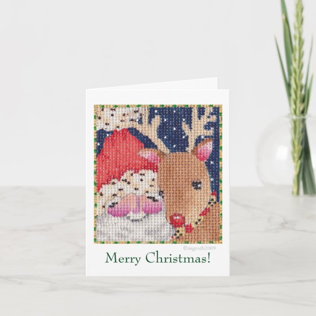 Festiva Tarjeta Santa y Rudolf (Anverso)