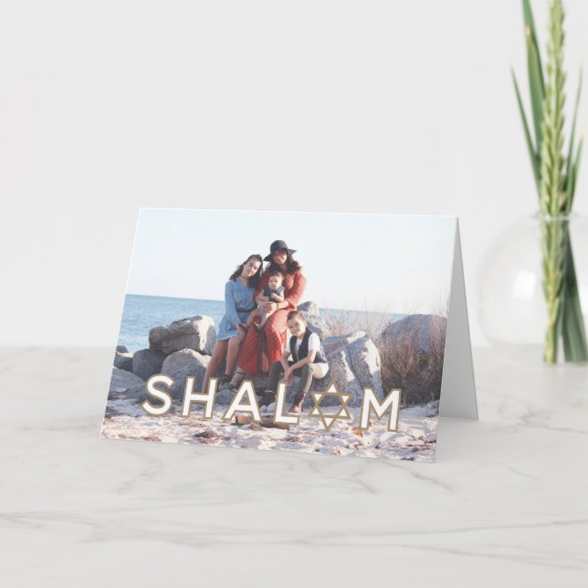 Festiva Tarjeta Shalom Star Hanukkah - doblado (Anverso)