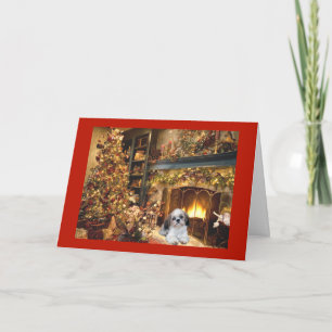 Festiva Tarjeta Shih Tzu Navidades Chimenea1