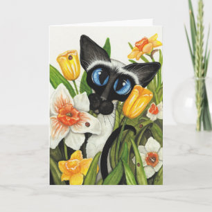 Festiva Tarjeta siamesa de primavera de Pascua