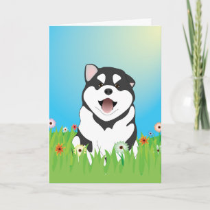 Festiva Tarjeta siberiana Husky Puppy Easter