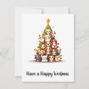 Festiva Tarjeta simple de Navidades de árbol de perros par