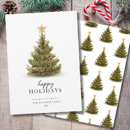 Festiva Tarjeta simple de Navidades de Pine Tree Happy Hol