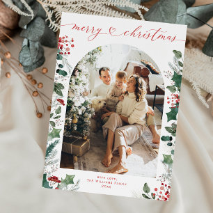 Festiva Tarjeta simple de Navidades fotográficos de arco c