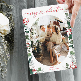 Festiva Tarjeta simple de Navidades fotográficos de caligr