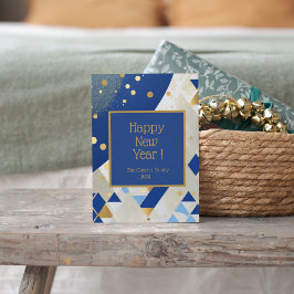 Festiva Tarjeta simple elegante de brillo azul de Año Nuev