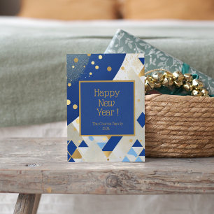 Festiva Tarjeta simple elegante de brillo azul de Año Nuev