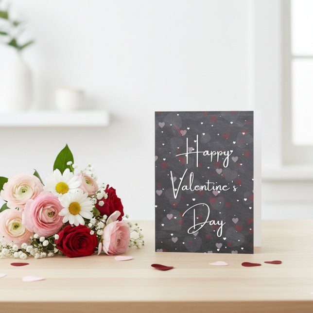 Festiva Tarjeta simple moderna de San Valentín negra (Subido por el creador)