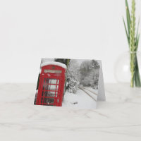 Tarjeta sin texto de cabina telefónica en la nieve