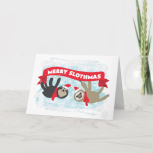 Festiva Tarjeta Sloth para navidades - Merry Slothmas