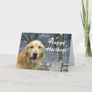 Festiva Tarjeta Snowy para Navidades de Golden Retriever