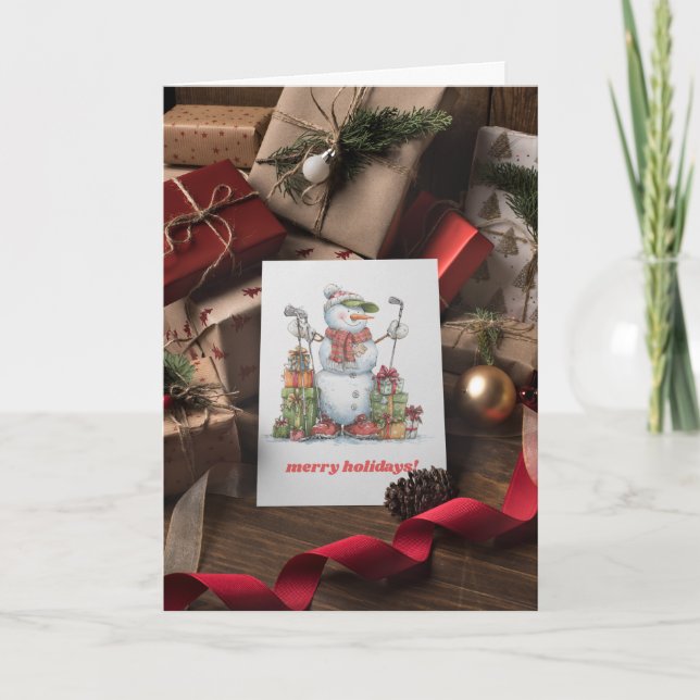 Festiva Tarjeta sonriente de Navidades de golf (Anverso)