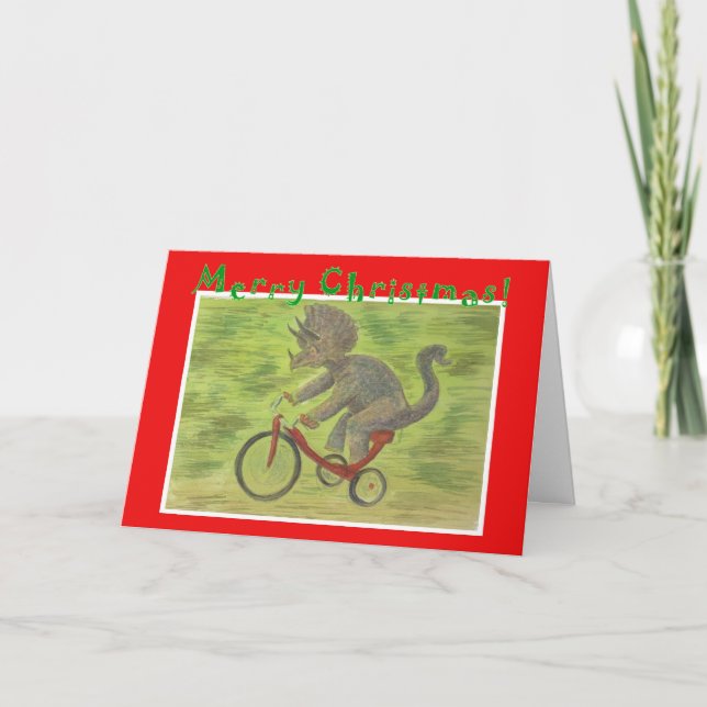 Festiva Tarjeta Triceratops Tricycle Navidades (Anverso)