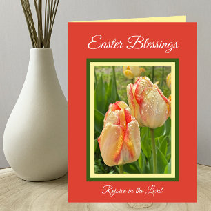 Festiva Tarjeta Tulips de Bendición de Pascua Cristiana