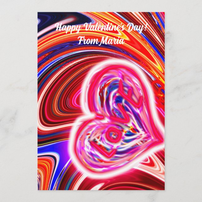 Festiva Tarjeta única de San Valentín abstracta colorida y (Anverso)