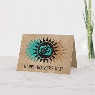 Festiva Tarjeta única para el día de la madre con Rosa Aqu