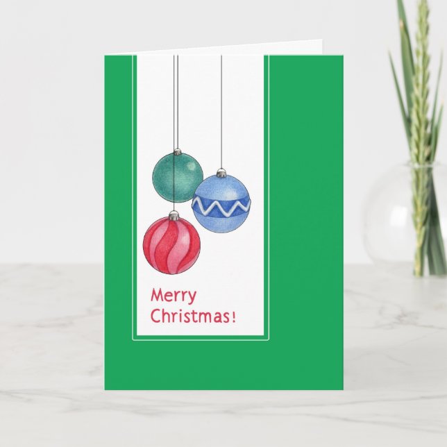 Festiva Tarjeta verde de adornos navideños (Anverso)