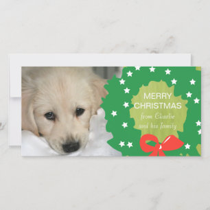 Festiva Tarjeta verde de la foto del perro de las Felices