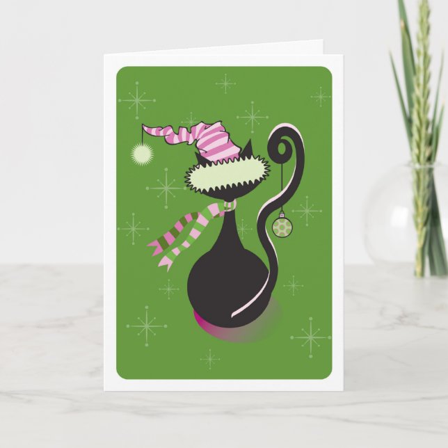 Festiva Tarjeta verde de Santa Kitty (Anverso)