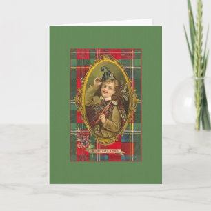 Festiva Tarjeta victoriana de Navidades escoceses de Bagpi