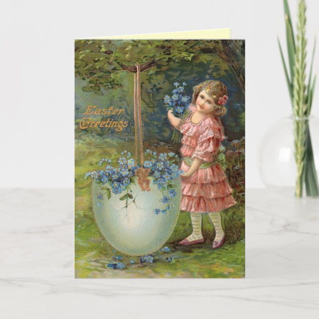 Festiva Tarjeta victoriana de Pascua (Anverso)