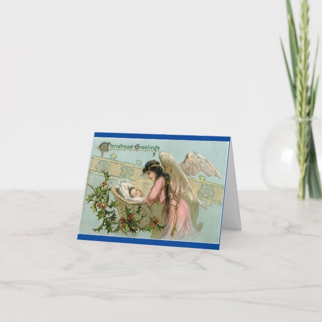 Festiva Tarjeta Vintage Baby con Navidades Angel (Anverso)