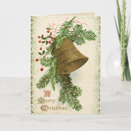 Festiva Tarjeta Vintage Christmas Bell (Evergreen)