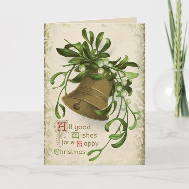 Festiva Tarjeta Vintage Christmas Bell (Mistletoe) (Anverso)
