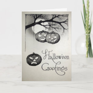 Festiva Tarjeta vintage de calabazas de Halloween