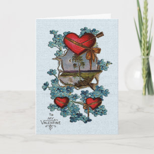 Festiva Tarjeta vintage de los corazones rojos de San Vale