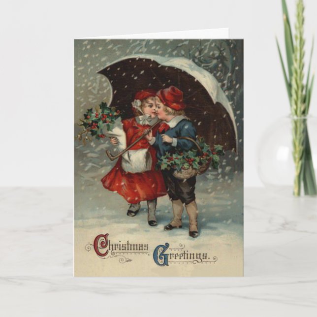 Festiva Tarjeta Vintage de Navidad, Ellen Clapsaddle (Anverso)