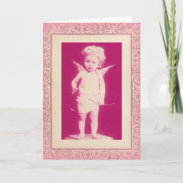 Festiva Tarjeta vintage del día de San Valentín de querubí