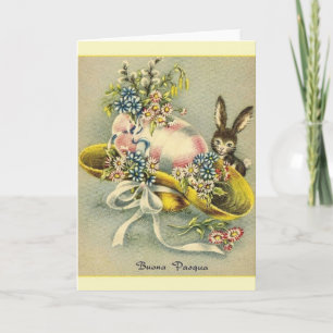 Festiva Tarjeta vintage italiana de Pascua Buona Pasqua