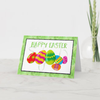 Festiva Tarjeta Watercolor Easter con Huevos de Pascua