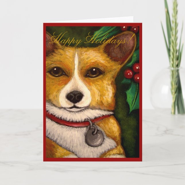 Festiva Tarjeta WELSH CORGI HOLIDAY (Anverso)