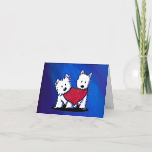 Festiva Tarjeta Westie Terrier Heart Duo