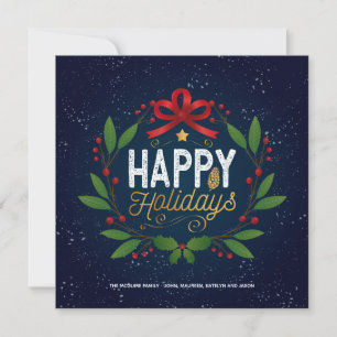 Festiva Tarjeta Wreath de fotos de Happy Holidays