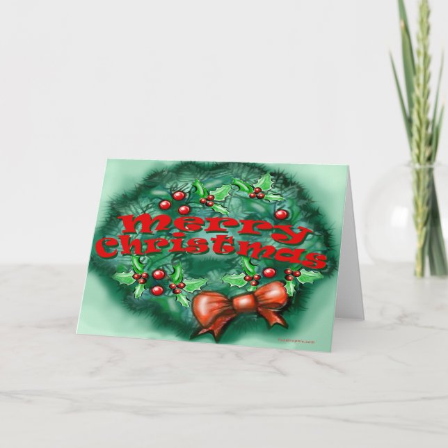 Festiva Tarjeta Wreath de navidades (Anverso)