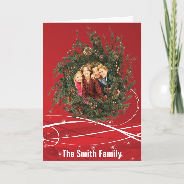 Festiva Tarjeta Wreath de navidades (Anverso)