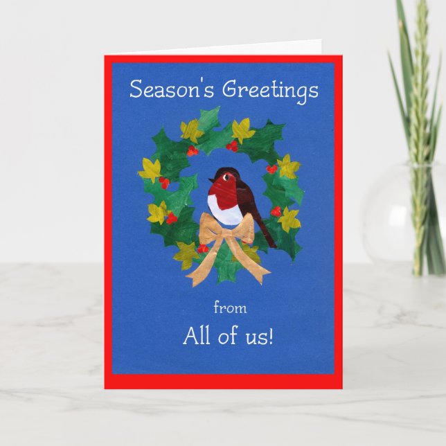 Festiva Tarjeta Wreath de navidades con Robin Redmama (Anverso)