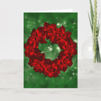 Festiva Tarjeta Wreath de Poinsettias para navidades