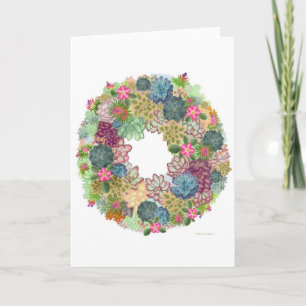 Festiva Tarjeta Wreath de suculento desierto