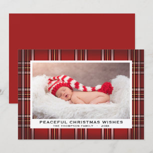 Festiva Tartan Plaid Tarjeta fotográfica de vacaciones r