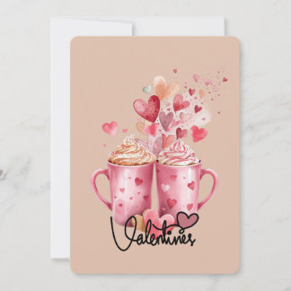 Festiva Tazas rosadas de Sweet Sips & Hearts Tarjeta del d