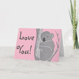 Festiva ¡Te Amas! Tarjeta de felicitación rosa de Koala du