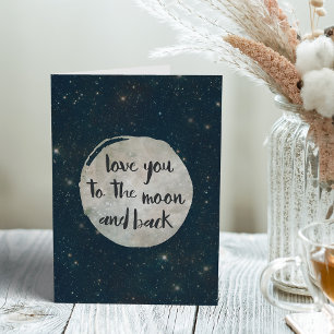 Festiva Te amo a la tarjeta de saludo de luna y reverso
